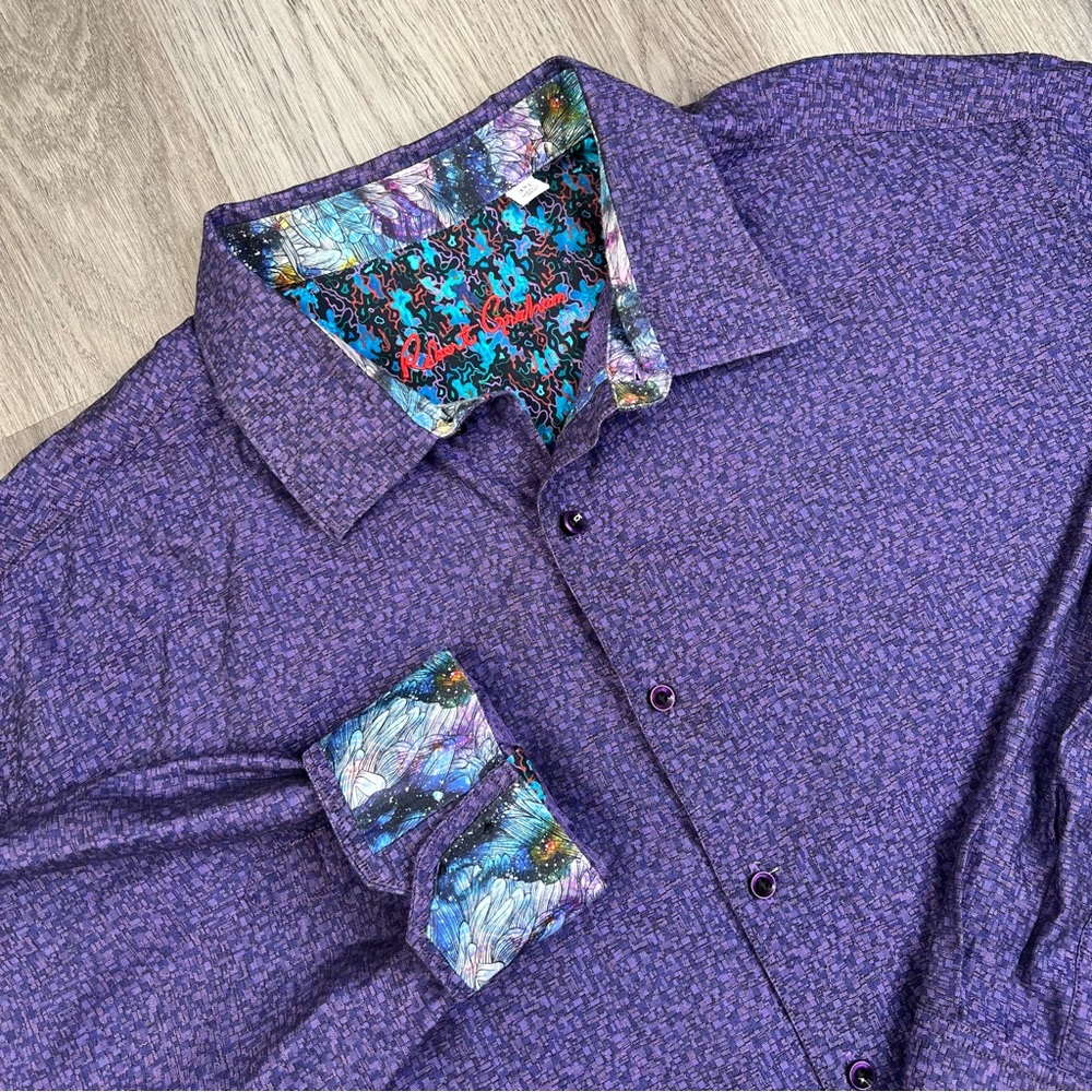 Robert Graham Purple Patterned Men's Button-Down Shirt